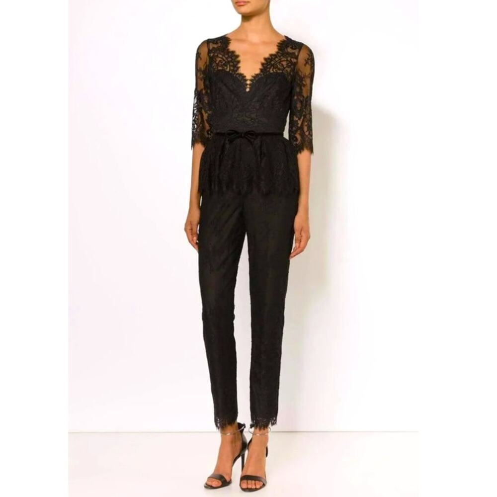 NWT Marchesa Notte  black lace jumpsuit sz 10